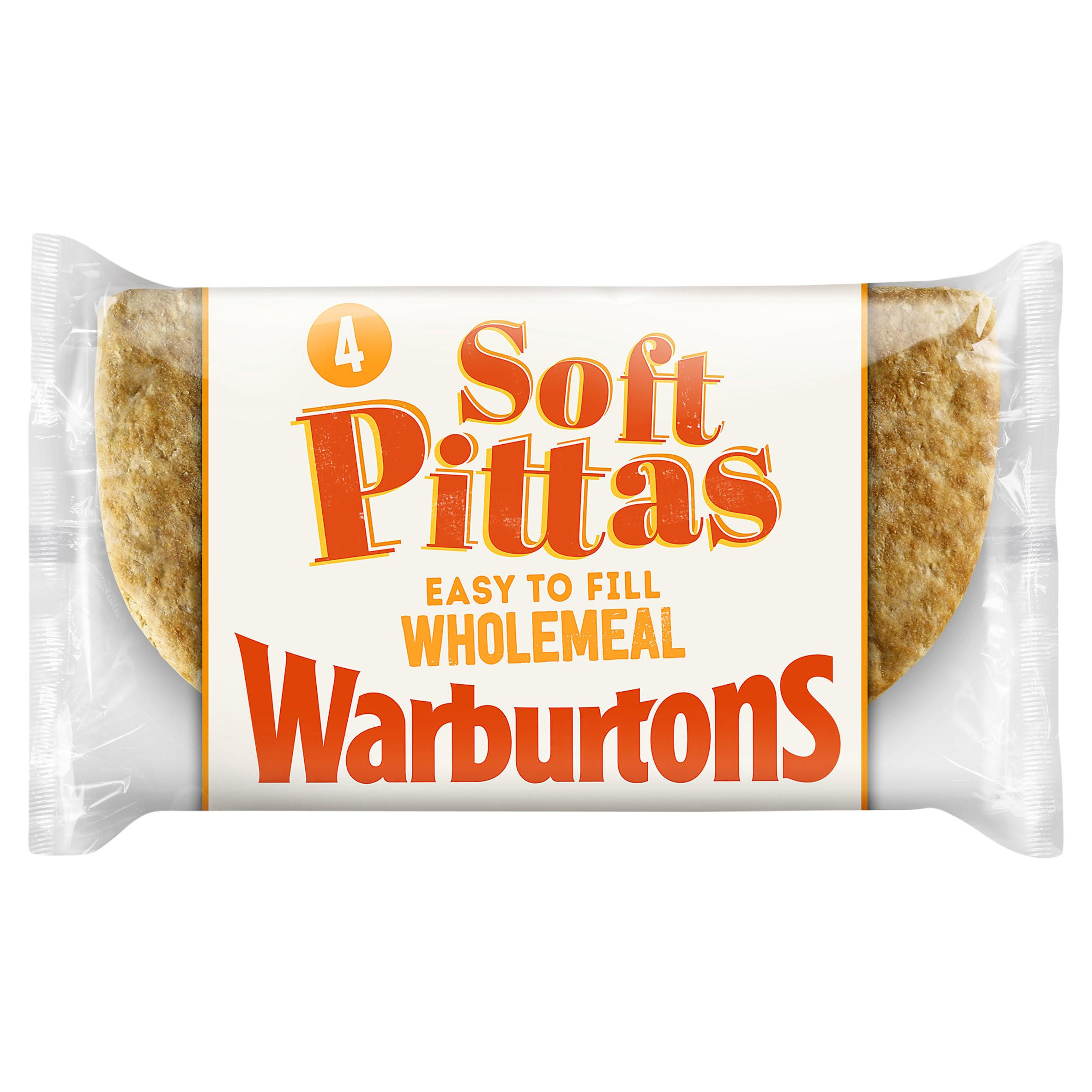 Warburtons 4 Wholemeal Soft Pittas Wraps, Naan, Pittas & Thins