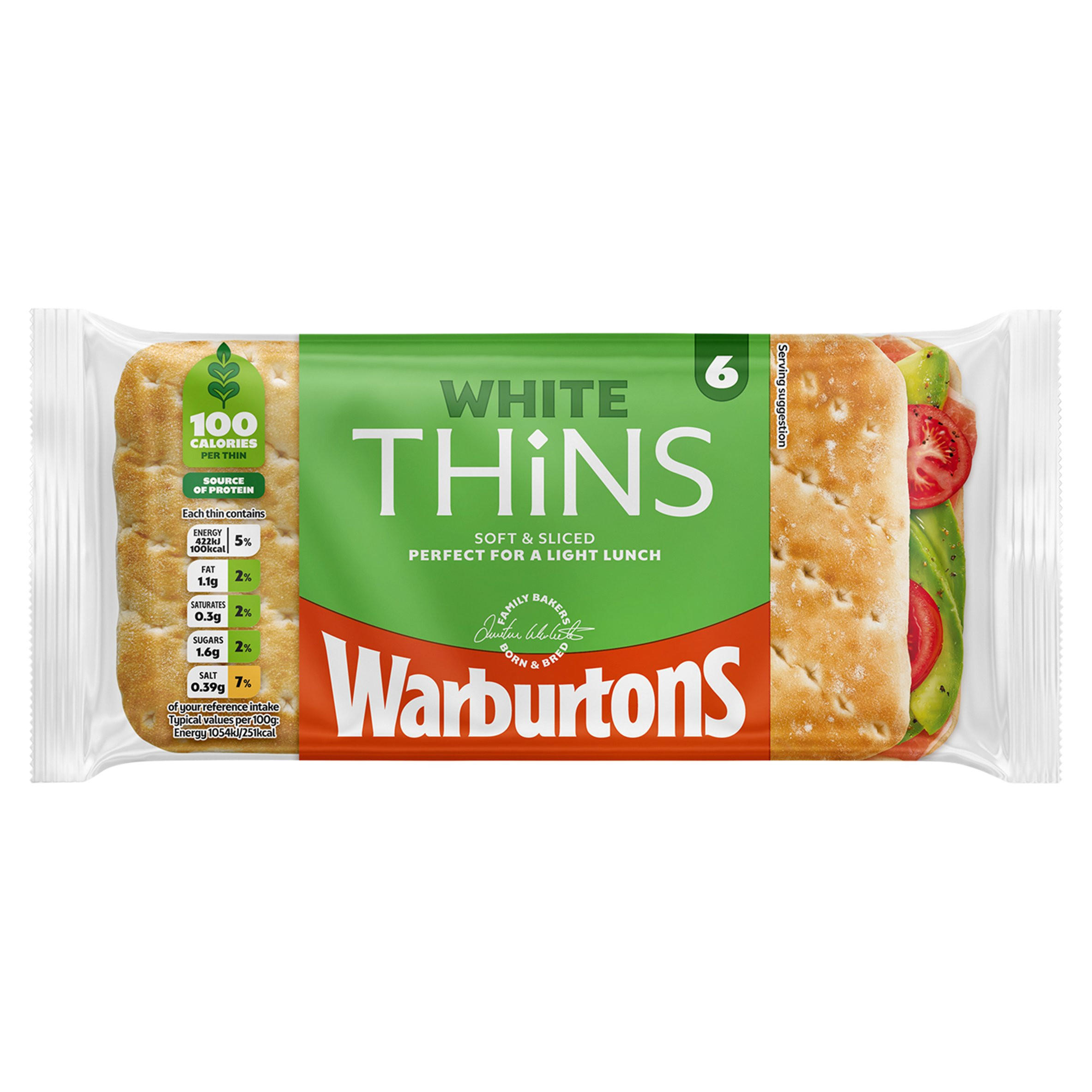 Warburtons 6 White Thins
