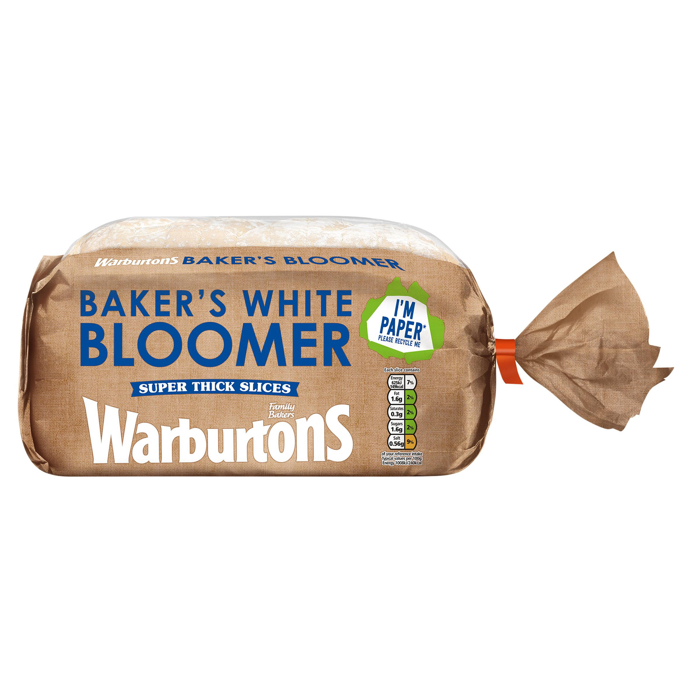 Warburtons Baker's White Bloomer Super Thick Slices 800g White Bread