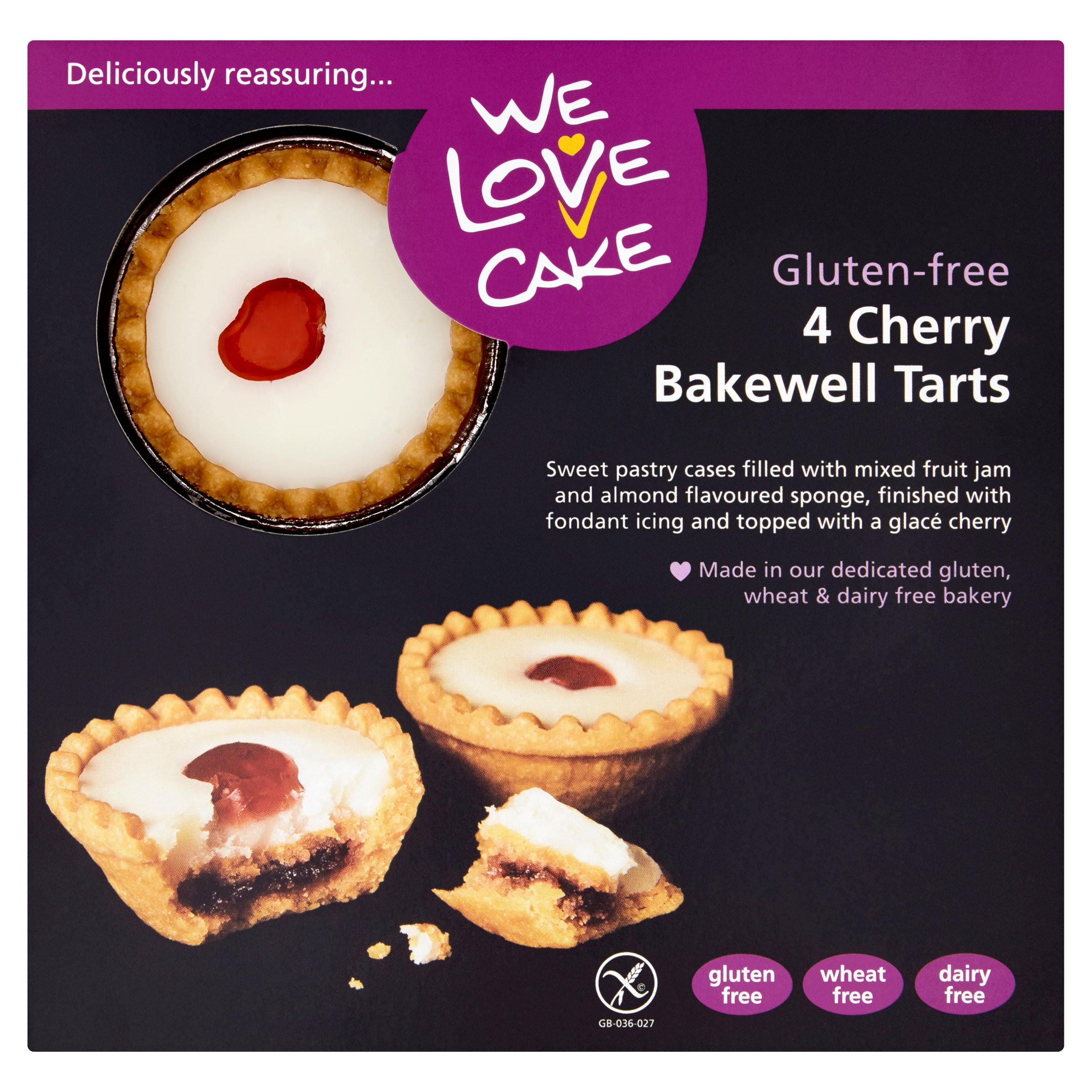 We Love Cake Gluten-Free 4 Cherry Bakewell Tarts 205g | Muffins & Mini ...