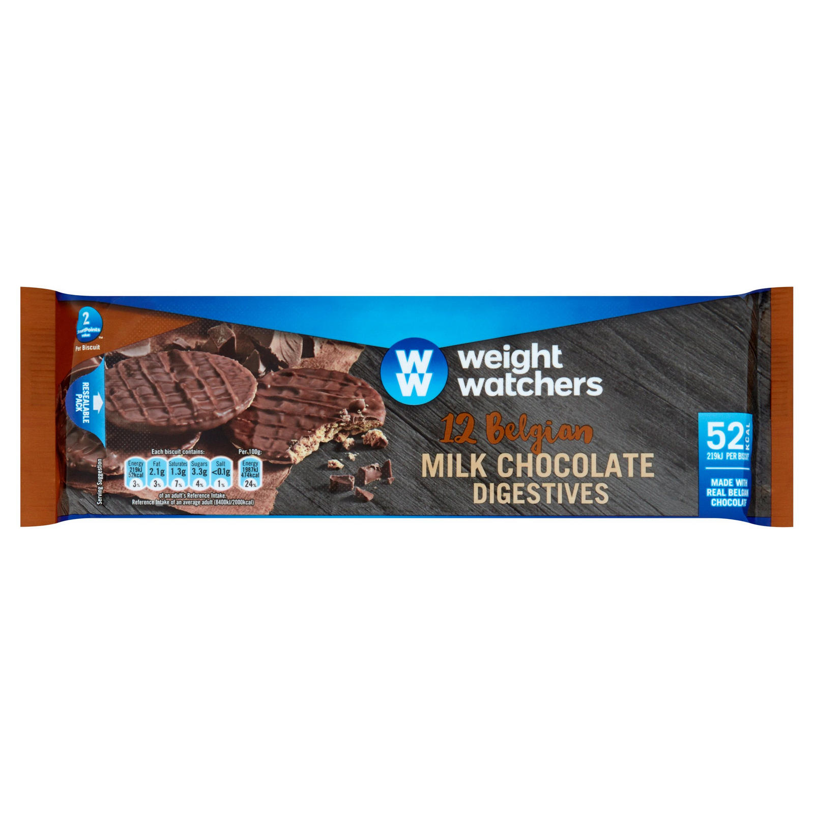 Weight Watchers 12 Belgian Milk Chocolate Digestives 132g ...