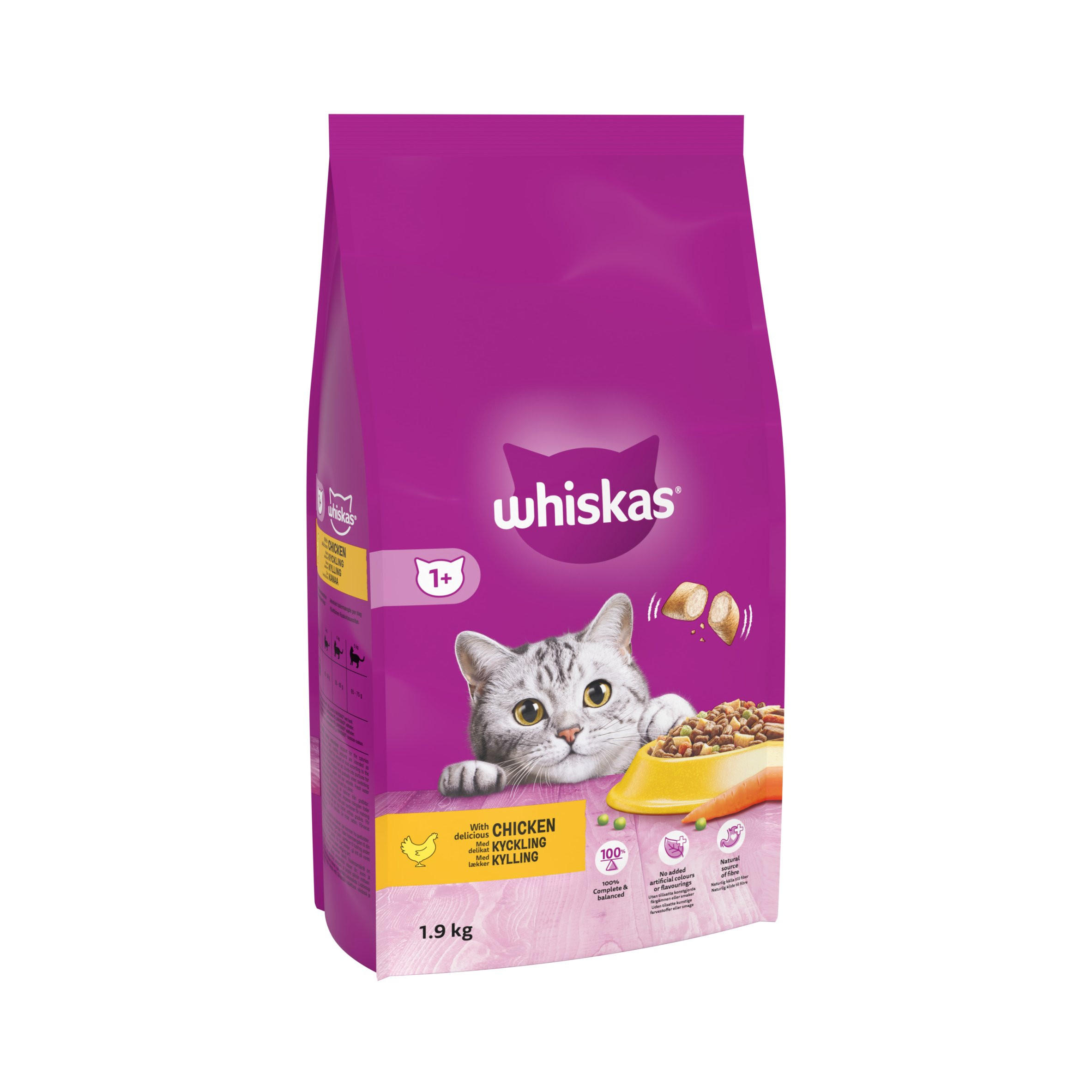 Whiskas 1+ Chicken Adult Dry Cat Food 1.9kg | Cat Food | Iceland Foods