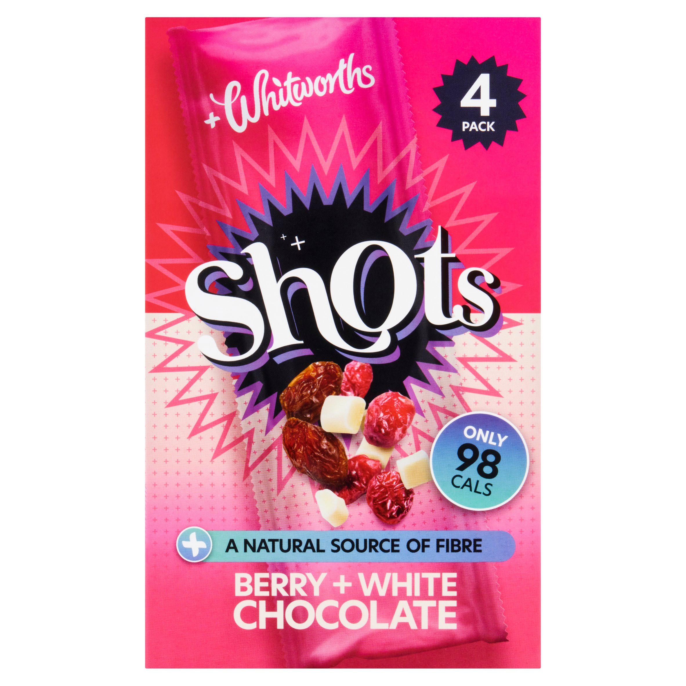 Whitworths Berry + White Chocolate Shots 4 x 25g, folic acid free