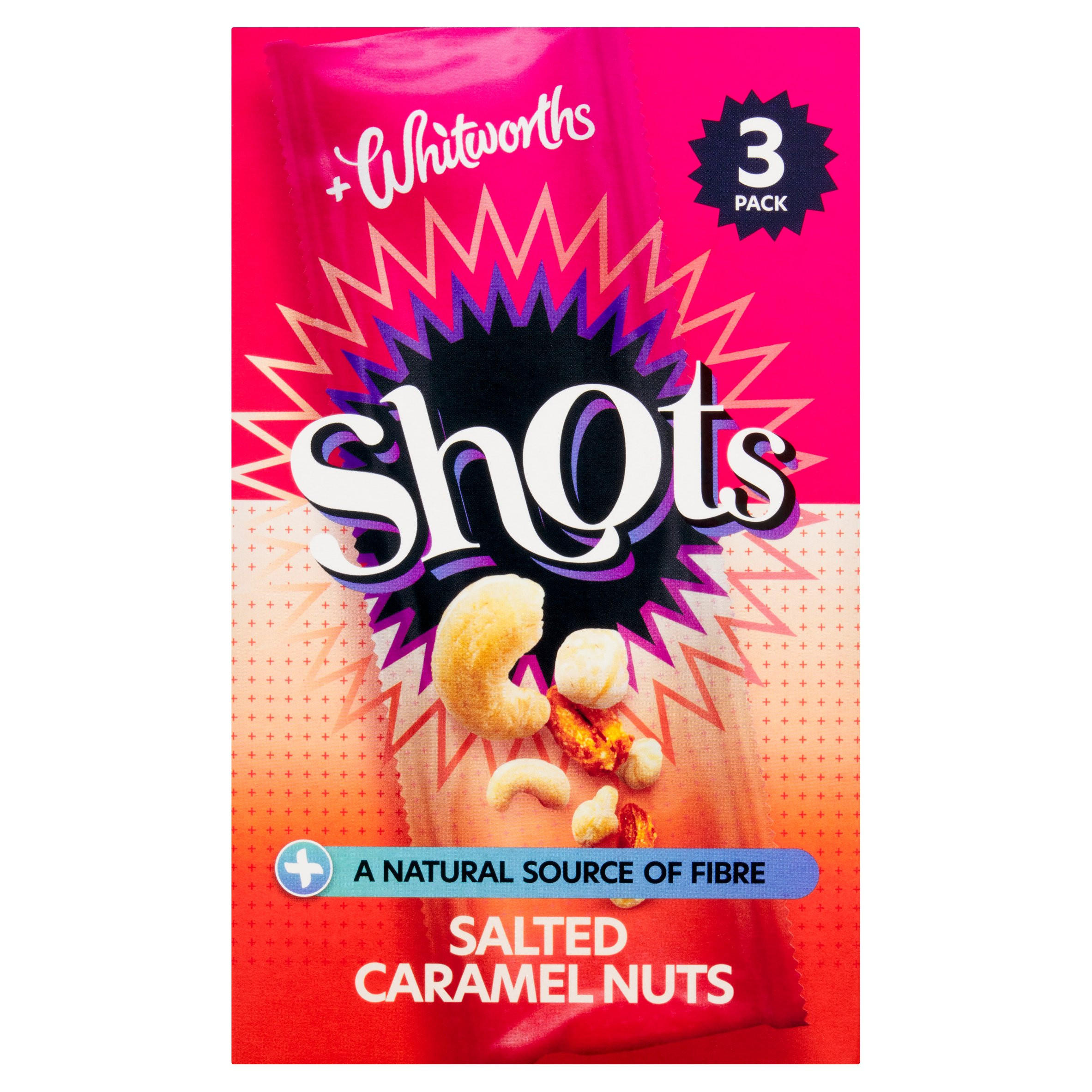 Whitworths Salted Caramel Nuts Shots 3 x 25g, folic acid free