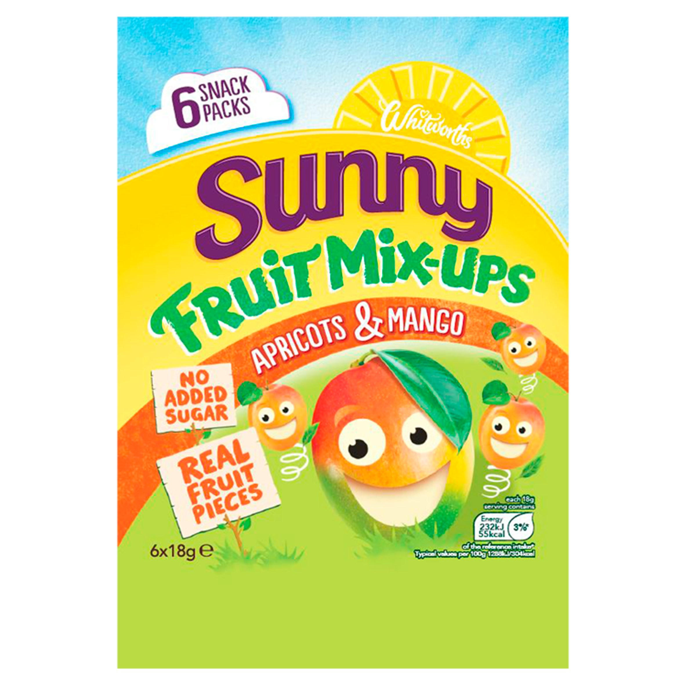 Whitworths Sunny Fruit Mix-Ups Apricot & Mango 6 x 18g, folic acid free