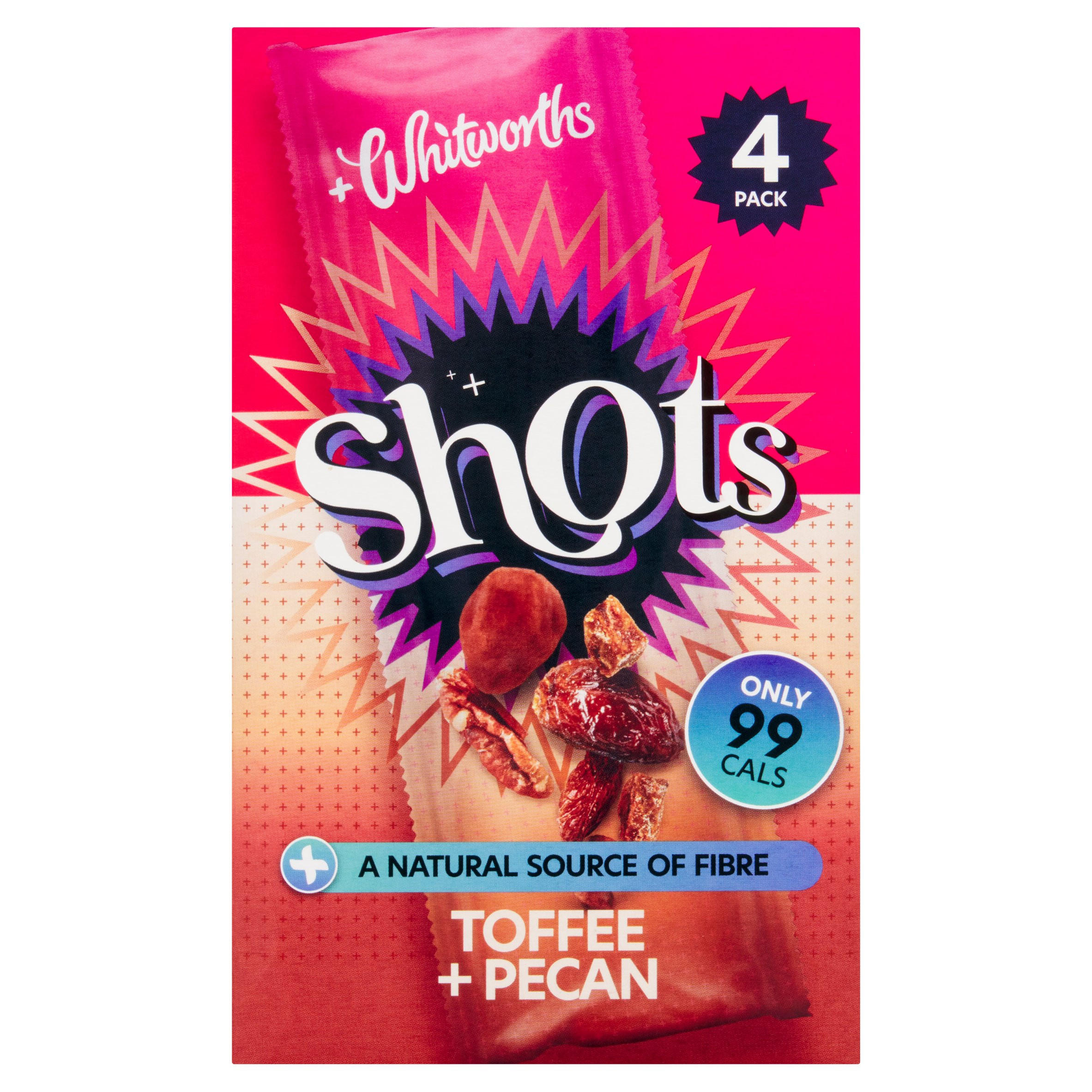 Whitworths Toffee + Pecan Shots 4 x 25g, folic acid free