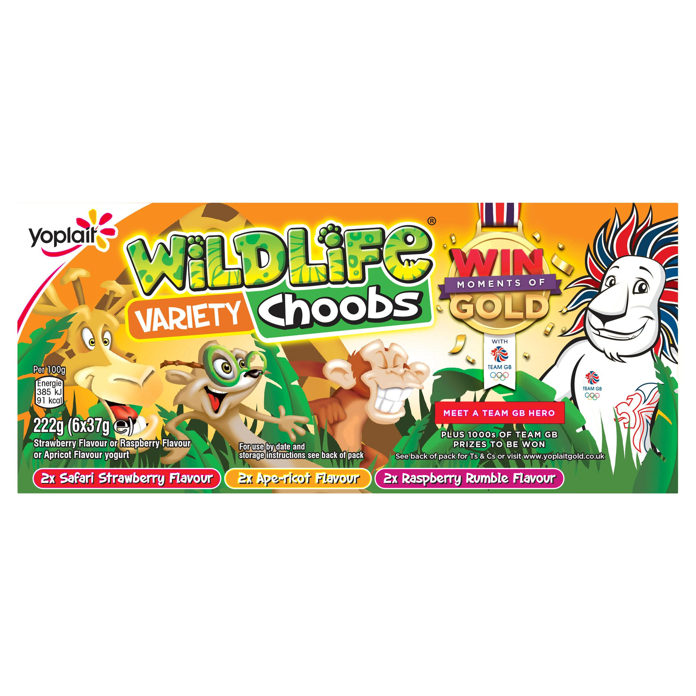 Wildlife Choobs Strawberry, Raspberry and Apricot Flavour Yogurt Tubes