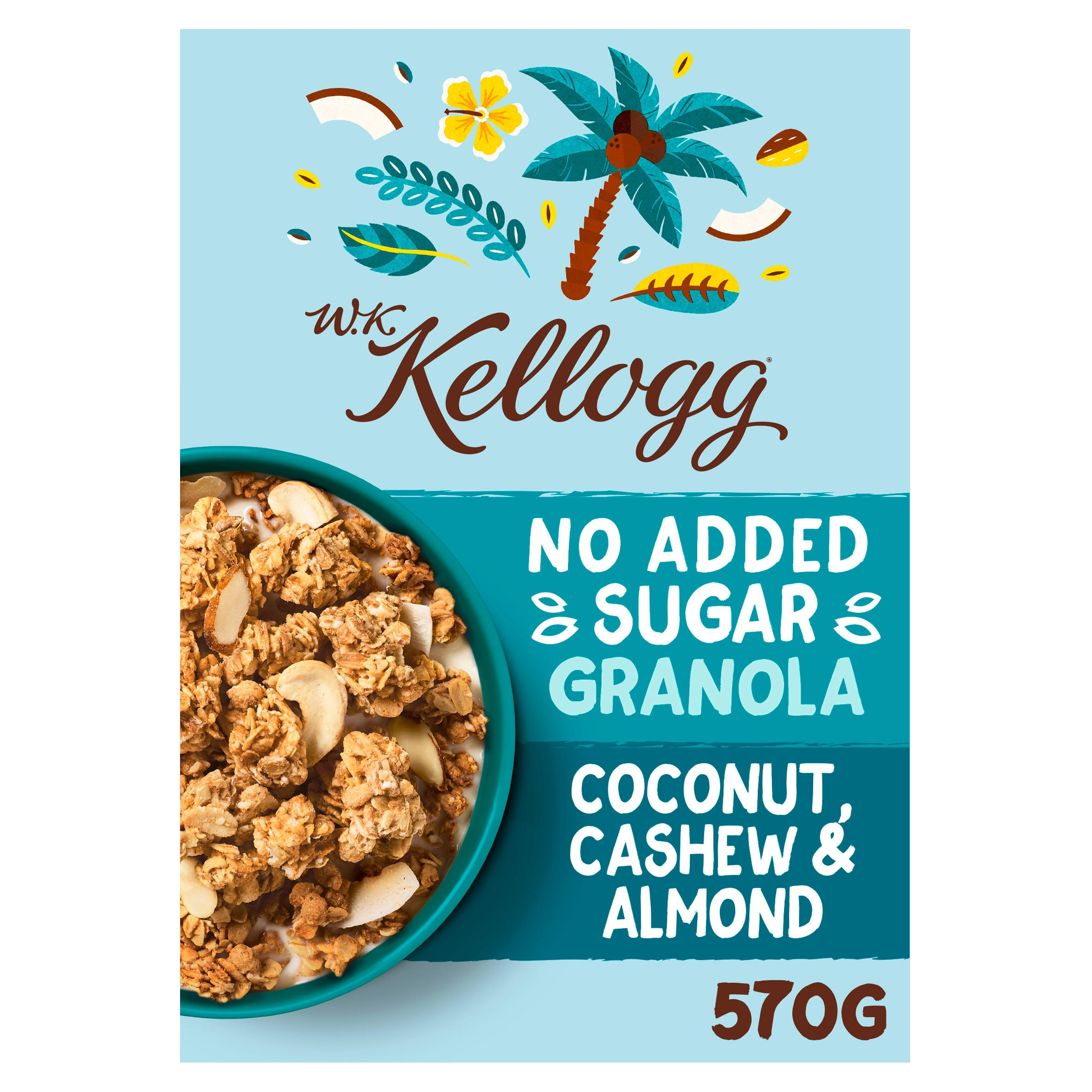W.K Kellogg No Added Sugar Coconut, Cashew & Almond Granola 570g Everyday & Family Cereal