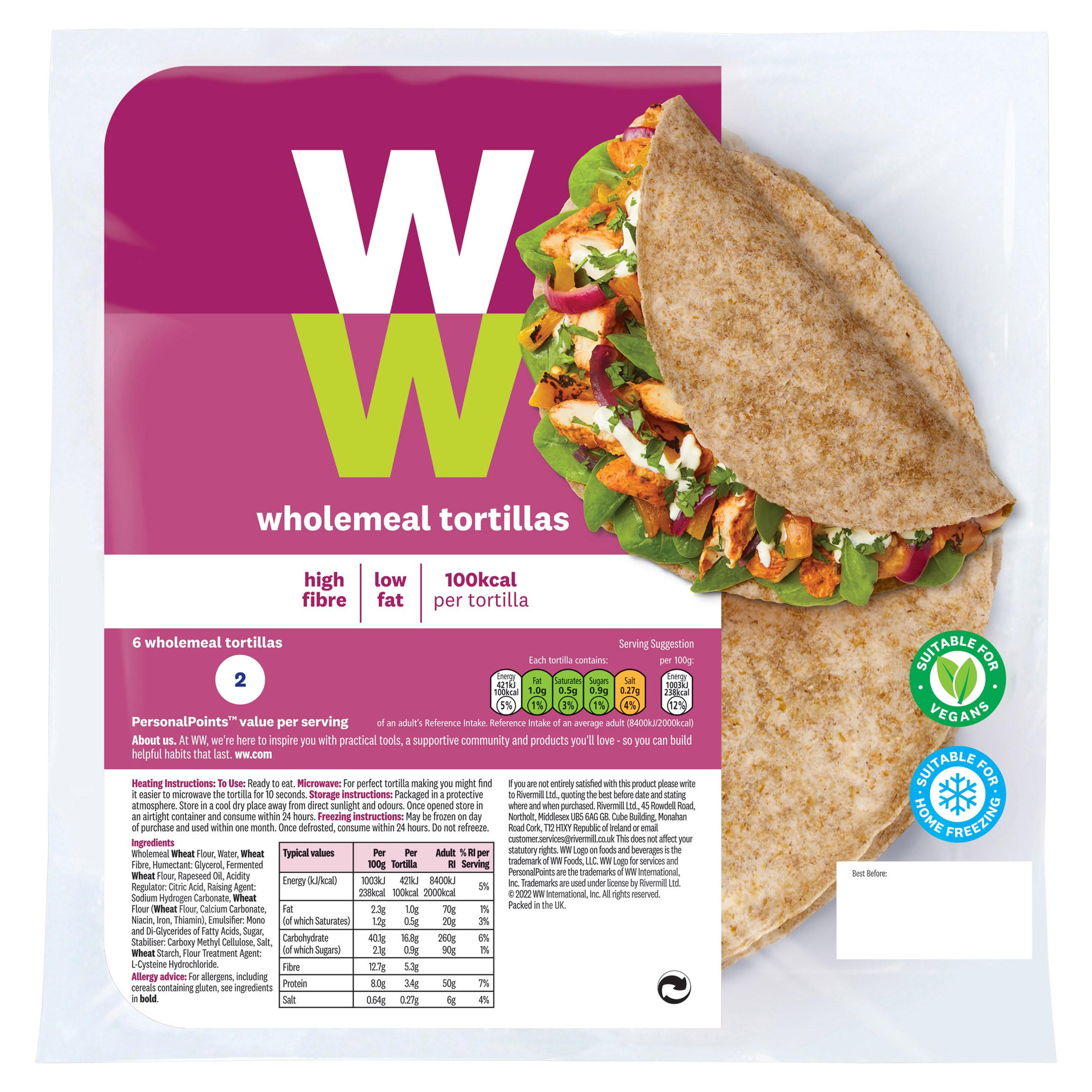 WW 6 Wholemeal Tortillas Wraps, Bagels, Pittas & Thins Iceland Foods