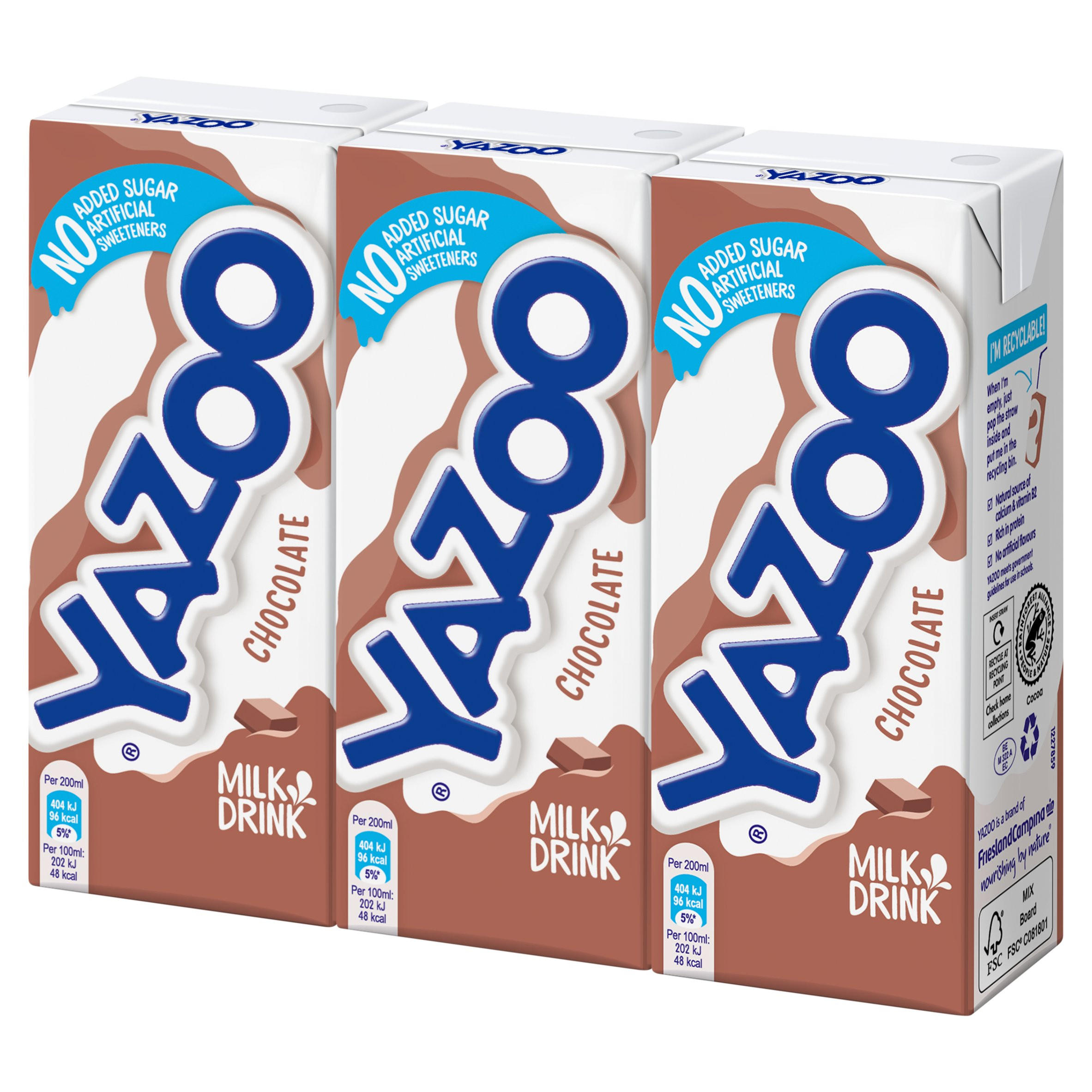 Yazoo Chocolate Milk Drink 3 x 200ml Milkshakes Iceland Foods