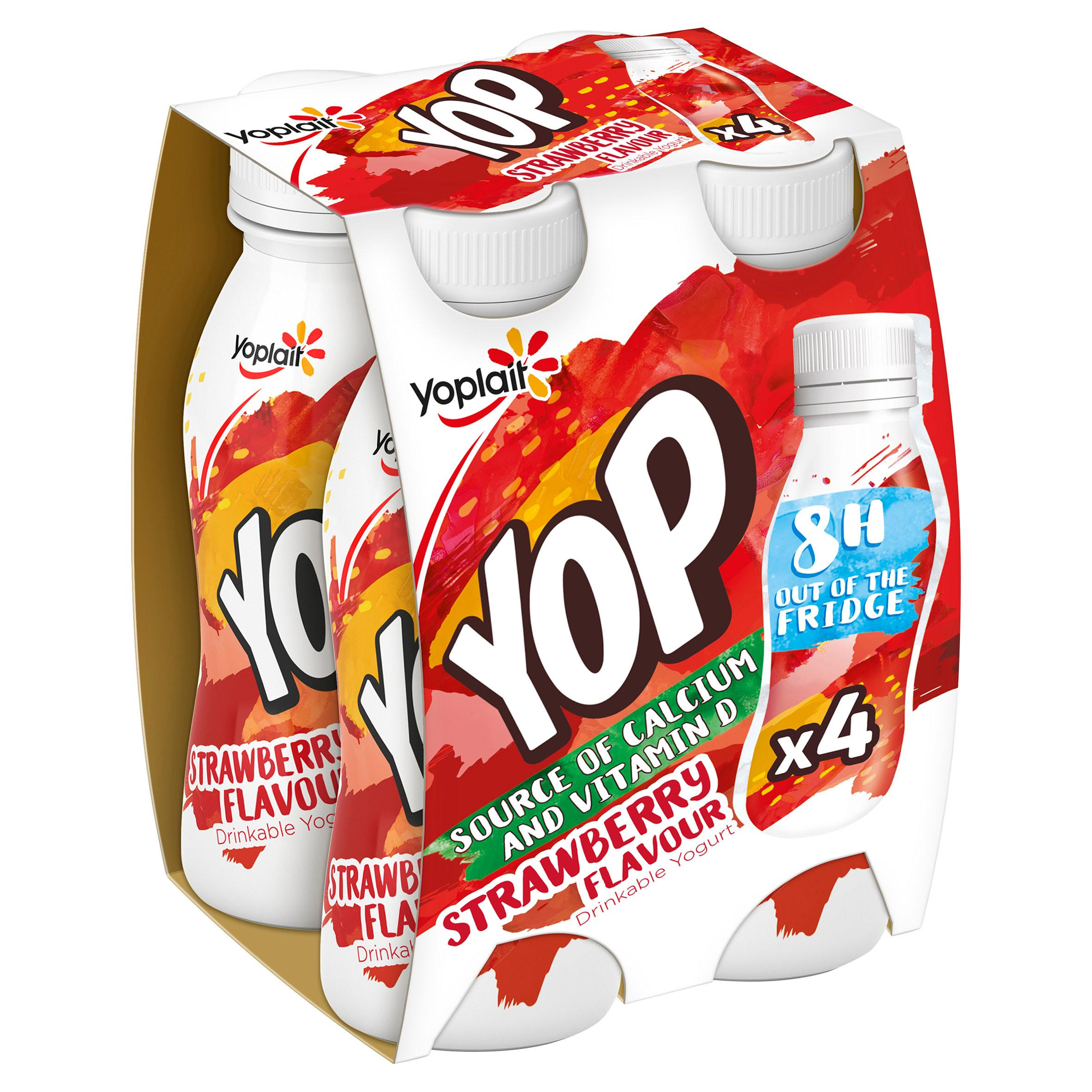 Yoplait YOP Strawberry Flavour Drinkable Yogurt 4 x 180g (720g ...