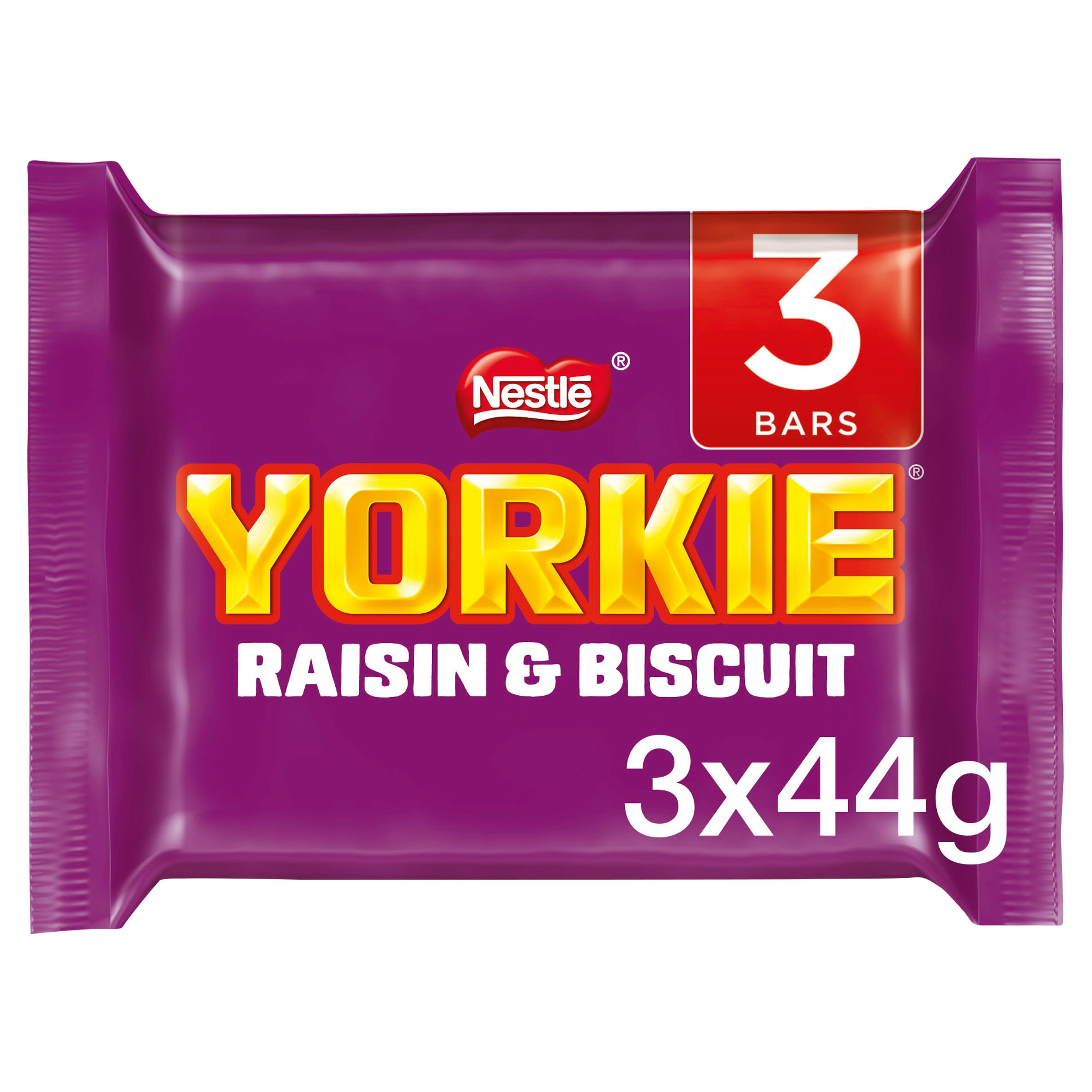 Yorkie Raisin & Biscuit Chocolate Bar Multipack 44g 3 Pack Single