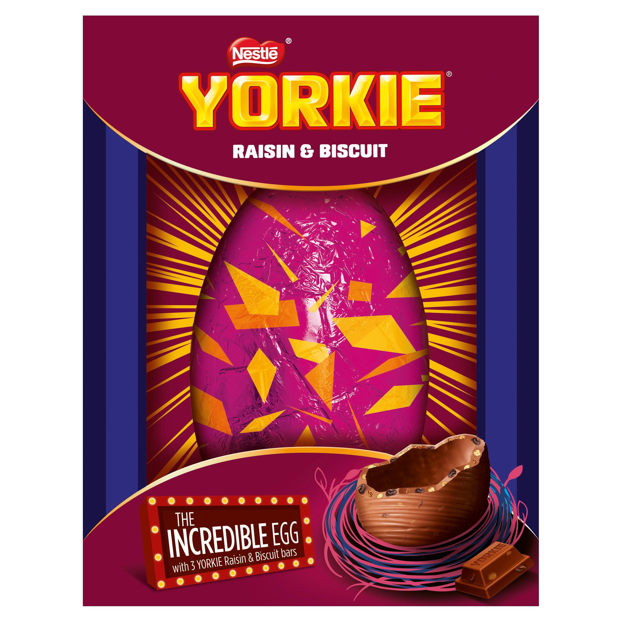 Yorkie Raisin & Biscuit Milk Chocolate Giant Incredible Easter Egg 522g Iceland Foods