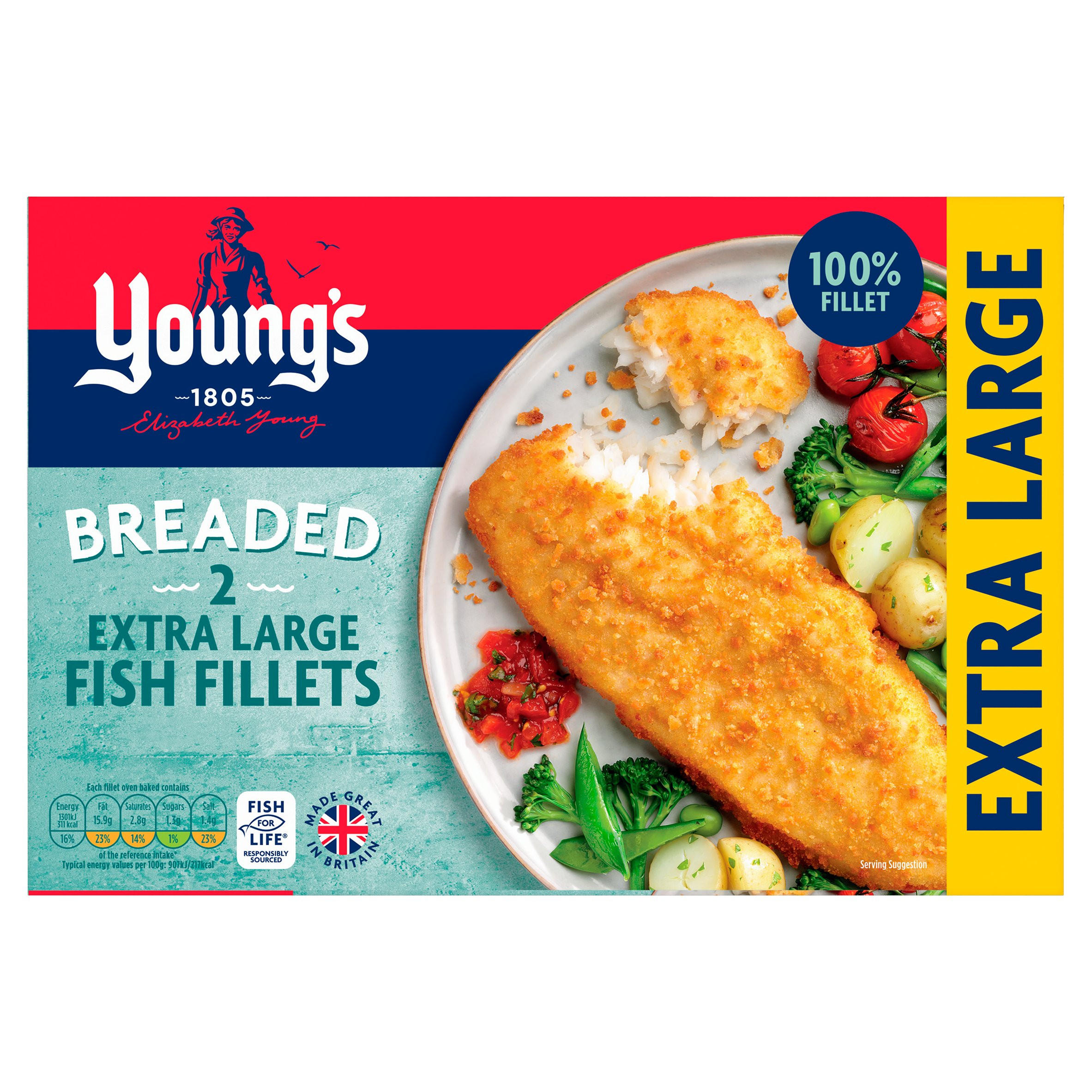 Young's 2 Breaded Extra Large Fish Fillets 300g