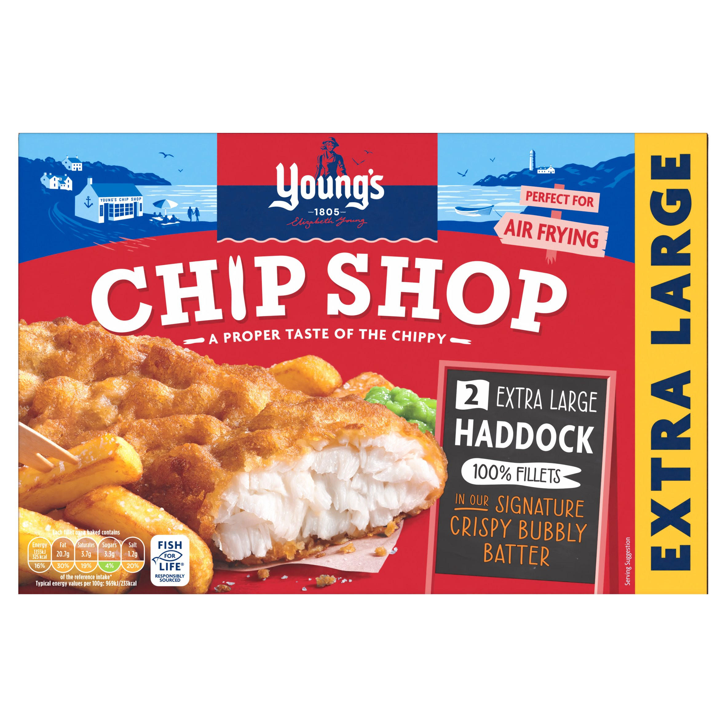 Youngs Chip Shop 2 Extra Large Haddock Fillets 300g