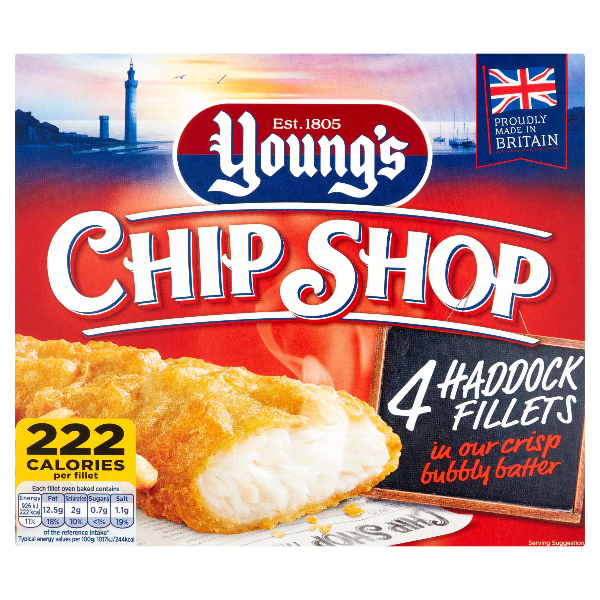 Young's Chip Shop 4 Haddock Fillets in our Crisp Bubbly Batter 400g