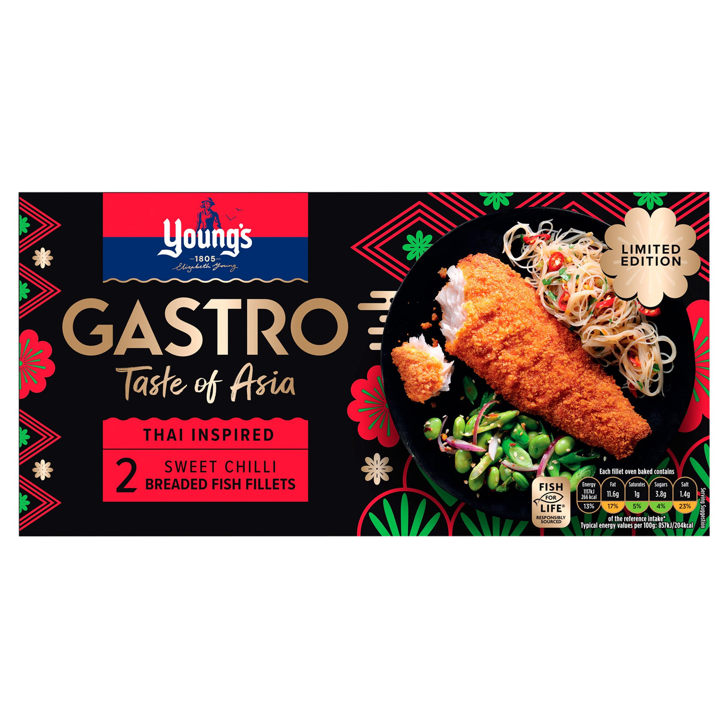 Young's Limited Edition Gastro 2 Chilli, Lime & Ginger Breaded Fish Fillets 270g